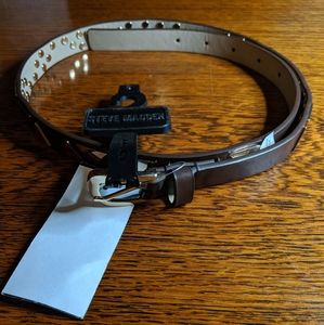 Steve Madden Belt Brown Gold Triangle Studded
